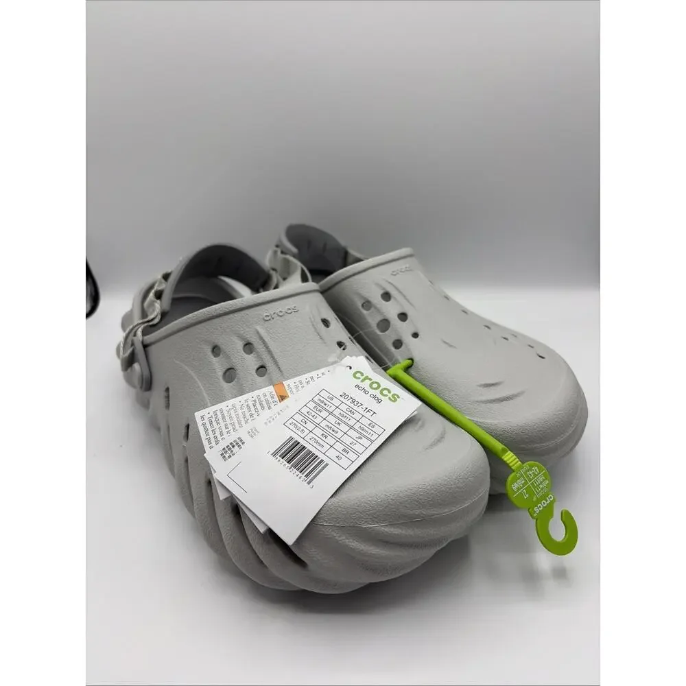 Crocs Echo Clogs Mules 207937 US Sz M 9 W 11 Gray Slip On Comfort Sandals NWT